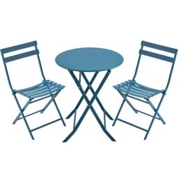 Yaheetech 3-Piece Outdoor Bistro Set with 1 Table & 2 Chairs-Blue Blue Blue