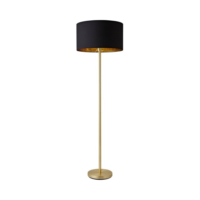 ValueLights Charlie Gold Floor Lamp Black Gold Shade Black