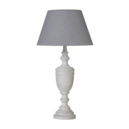 Lentia Urn Table Lamp with Linen Shade - Wood - L12 x W12 x H45 cm - Grey Grey
