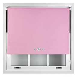FURNISHED Custom Fit Blackout Roller Blinds with Triple Round Eyelets & Metal Fittings Pink Pink (W) 90cm x (L) 210cm
