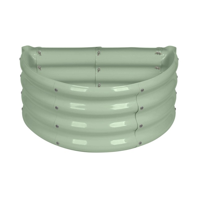 Harbour Housewares Raised Garden Bed - Green Semi-Circle Bottomless Galvanised Steel Metal Planter Box 60 x 30cm