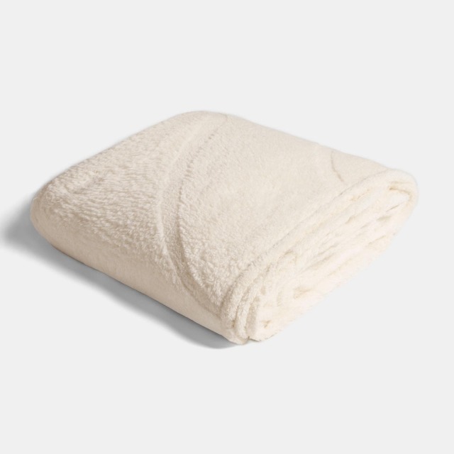OHS Tufted Contour Throw Teddy Fleece Blanket Winter Soft Warm Bedspread - 125 x 150cm White Ivory