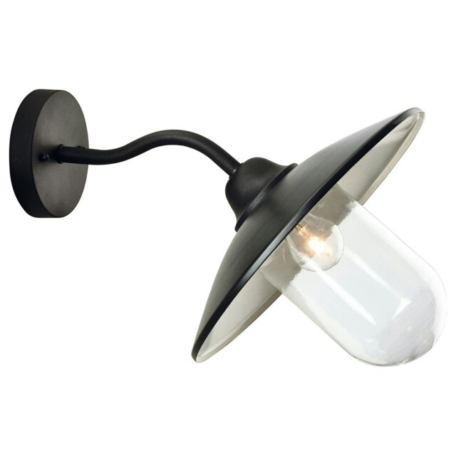 Star 1 Light Outdoor Fisherman Dome Wall Light Black IP44, E27