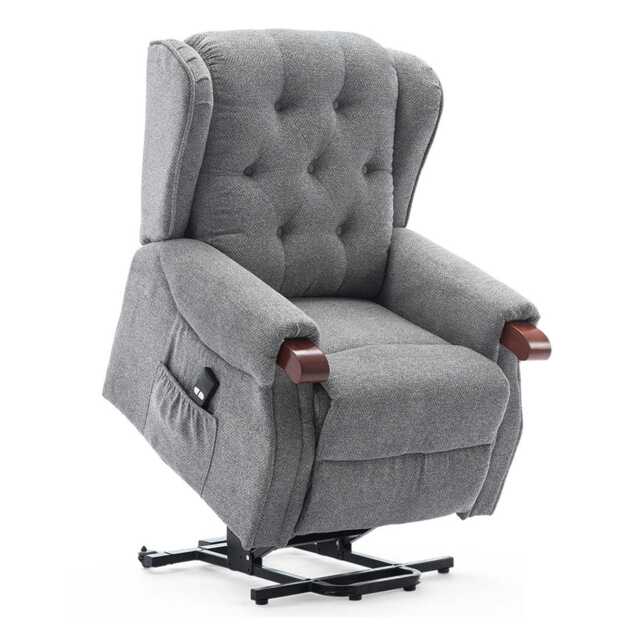 Harrogate Single Motor Electric Rise Recliner Fabric Lift Riser Chair (Grey)