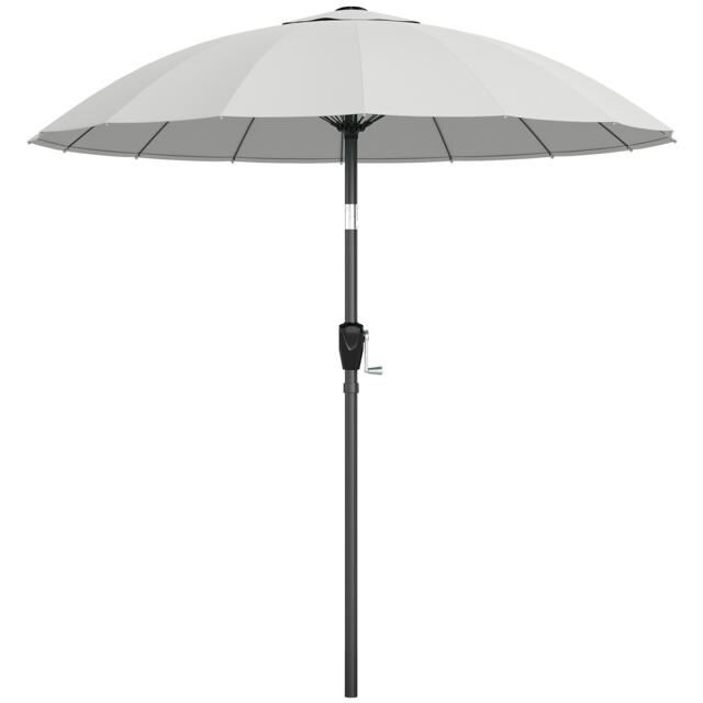 Outsunny 2m Shanghai Garden Parasol Umbrella, Outdoor Sun Shade, Light Grey Grey Light Grey Dia. 203 x 213 cm