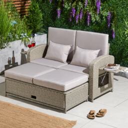 Vonhaus Alba Reclining Garden Sofa Set Rattan Effect