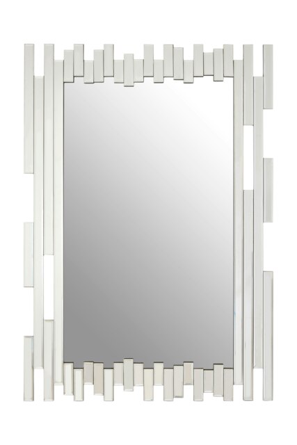 Puzzle Wall Mirror with Cut Out Frame Silver
