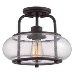 Trilogy 1 Light Small Semi Flush Ceiling Light Old Bronze, E27