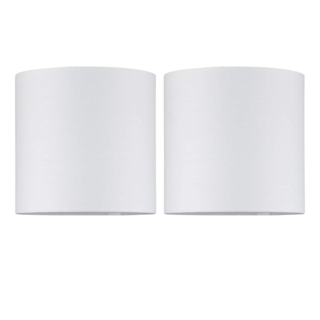Set of 2 Ivory Textured Cotton 17cm Table Lamp Shades Cream Small 2