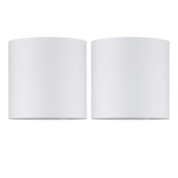 Set of 2 Ivory Textured Cotton 17cm Table Lamp Shades Cream Small 2