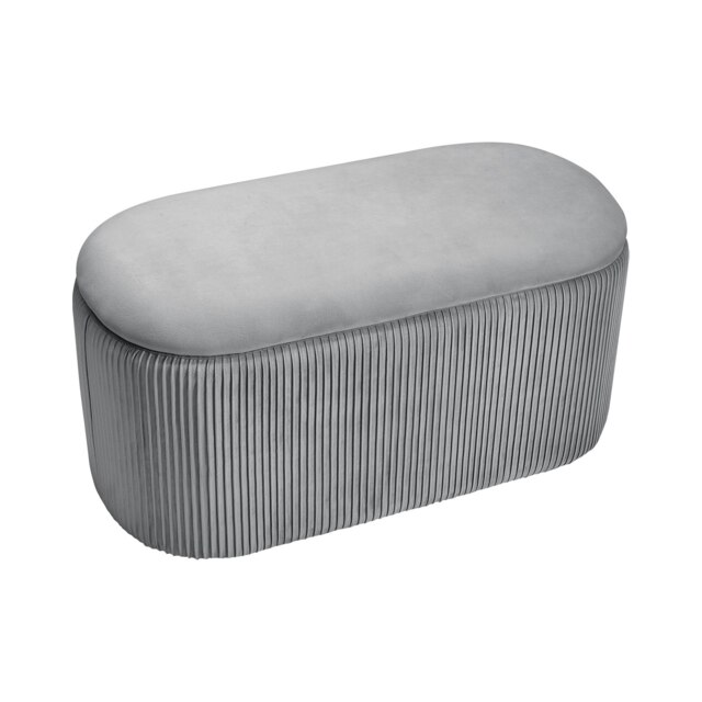 Living and Home Modern Pleated Storage Ottoman - 78cm W x 38cm D x 38cm H