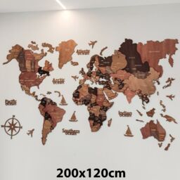 3D Wooden World Map Wall Decor Wall Art Home Office Travel Birthday Decoration