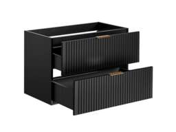Bathroom Vanity Unit Black Wall Drawer Cabinet 800mm Floating Ribbed Modern Furniture - Adel