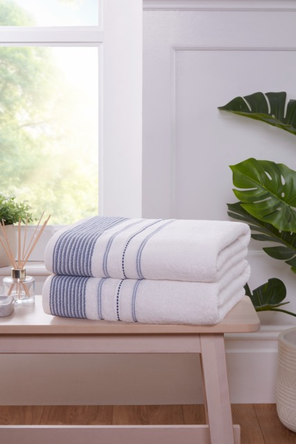 Dakota Stripe Cotton Bath Sheet Towels Set Of 2 Blue Bath sheet 2