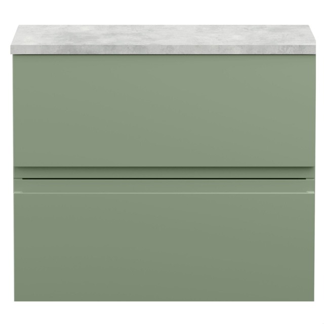 Balterley Mavesyn Contemporary 2 Drawer Wall Hung Vanity Unit with Laminate Worktop, Satin Green, 600mm