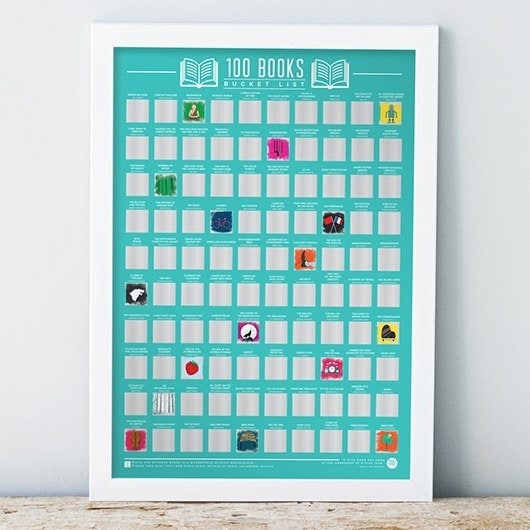 Gift Republic 100 Books Bucket List Scratch Poster