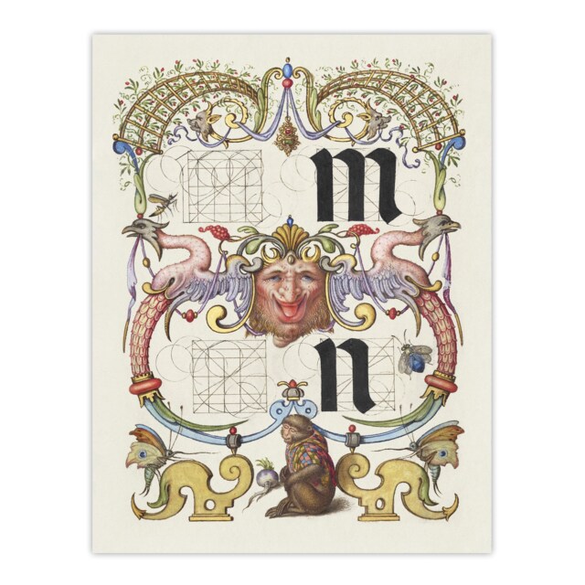 "Pictorial Letter Guide M And N Calligraphy Huge Wall Art Poster Print 24X32"""
