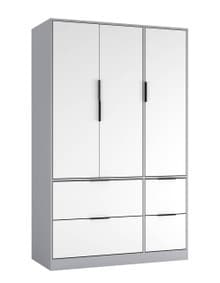 FUJI 3 Door 4 Drawer Wardrobe Grey Grey & White 117 x 55 x 8.5 1