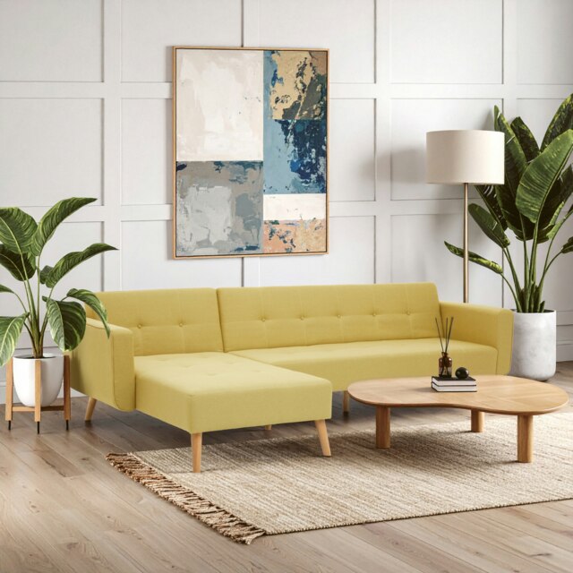 Orsina Functional Hagen Olive Large Corner Sofa Bed, Comfortable Pull Out Sofa Bed For Livingroom, Modern Sofa Bed