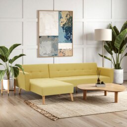 Orsina Functional Hagen Olive Large Corner Sofa Bed, Comfortable Pull Out Sofa Bed For Livingroom, Modern Sofa Bed