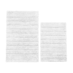 Marlow Ribbed Two Piece Bath Mat Set - 100% Cotton (White)