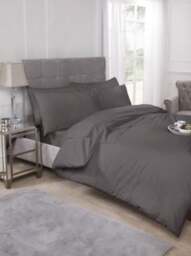 Percale Duvet Set Double Bed Grey