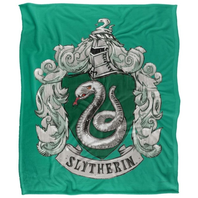 Harry Potter Slytherin Stitched Crest Blanket - Multicoloured - One Size