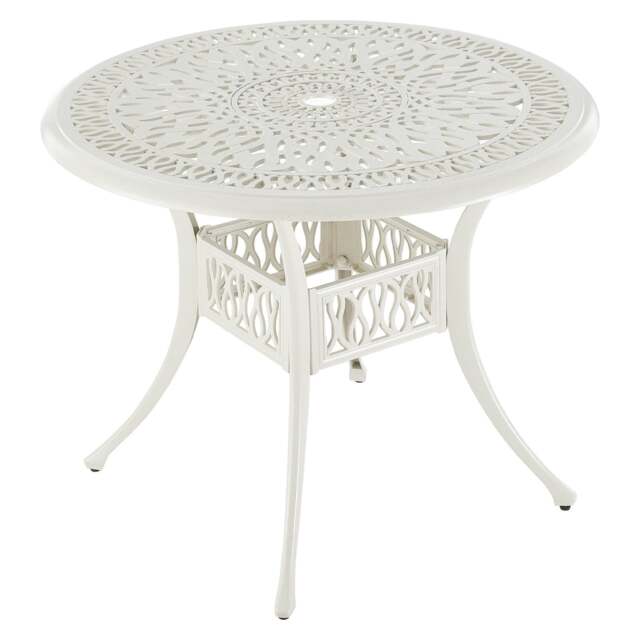 Living and Home Vintage Round Cast Aluminum Garden Table - White White
