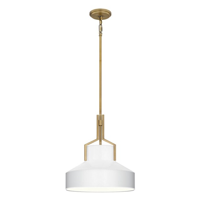 Quoizel Brecken Dome Pendant Ceiling Light Classic Aged Brass and Cased Opal glass Shade 2x E27