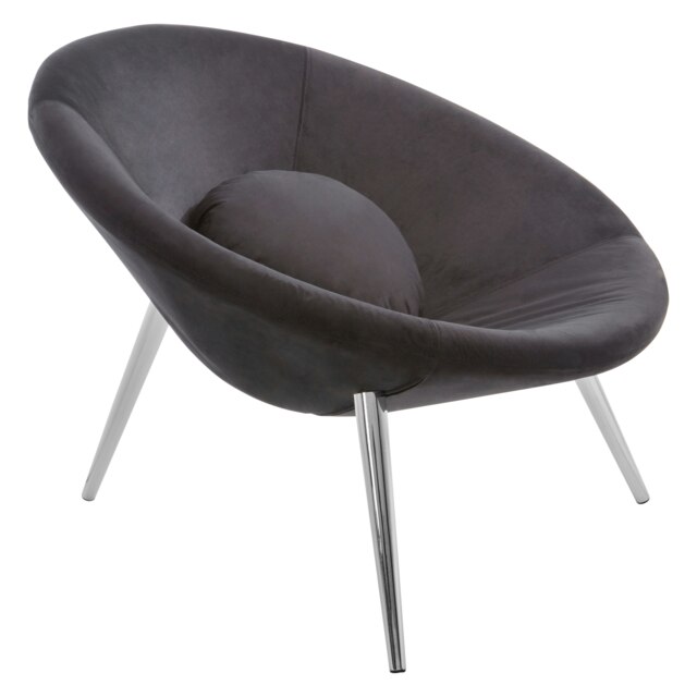 Orsina Unique Black Chair, Stylish Conical Seat With Velvet Upholstery, Luxe Armless Chair With A Plush Cushion