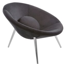 Orsina Unique Black Chair, Stylish Conical Seat With Velvet Upholstery, Luxe Armless Chair With A Plush Cushion