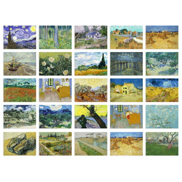 Vincent Van Gogh Art Aesthetic Paintings Art A6 Set of 50 Unframed Prints Multi