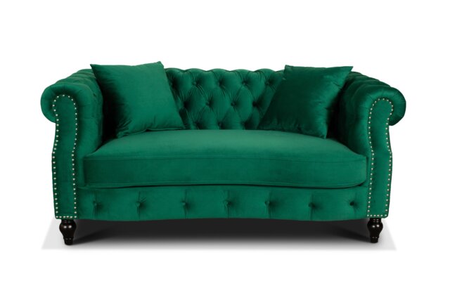 Velvet Emerald Green 2 Seater Chesterfield Sofa RICHMOND