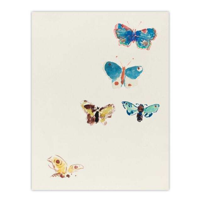 "Five Butterflies Watercolour Redon Vintage Huge Wall Art Poster Print 24X32"""