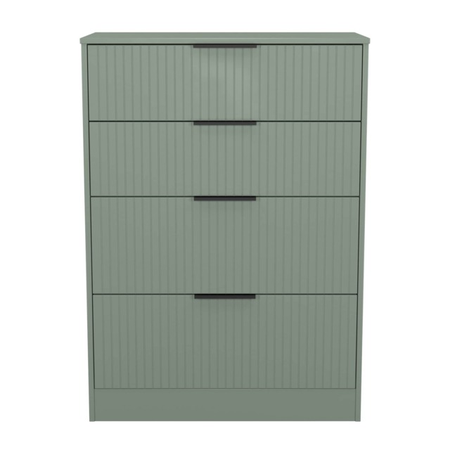 Denver 4 Drawer Deep Chest of Drawers in Reed Green (Ready Assembled) Green Reed Green