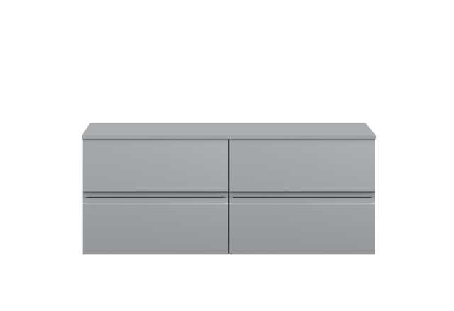 Balterley Mavesyn Contemporary 4 Drawer Wall Hung Vanity Unit with Worktop, Satin Grey, 1200mm