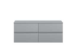 Balterley Mavesyn Contemporary 4 Drawer Wall Hung Vanity Unit with Worktop, Satin Grey, 1200mm