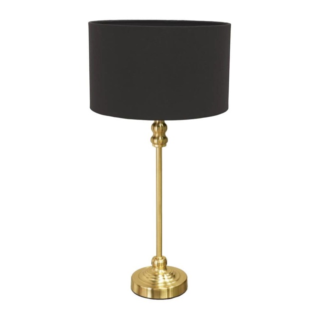 ValueLights Maggie Gold Candlestick Table Lamp Charcoal Shade and Bulb
