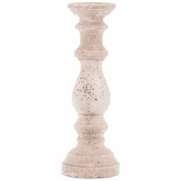 Large Column Candle Holder - Ceramic - L16 x W16 x H45 cm - Stone Brown