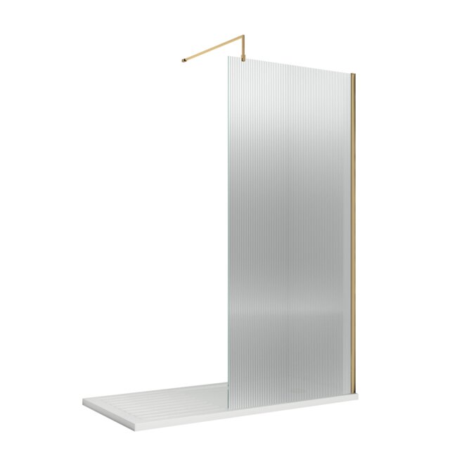 Balterley Contemporary Bathroom Shower Wetroom Screen Aluminium Copper Brushed Brass
