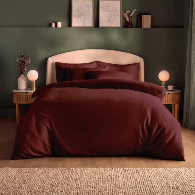 Silentnight Brushed Cotton Duvet Cover Set, Burgundy