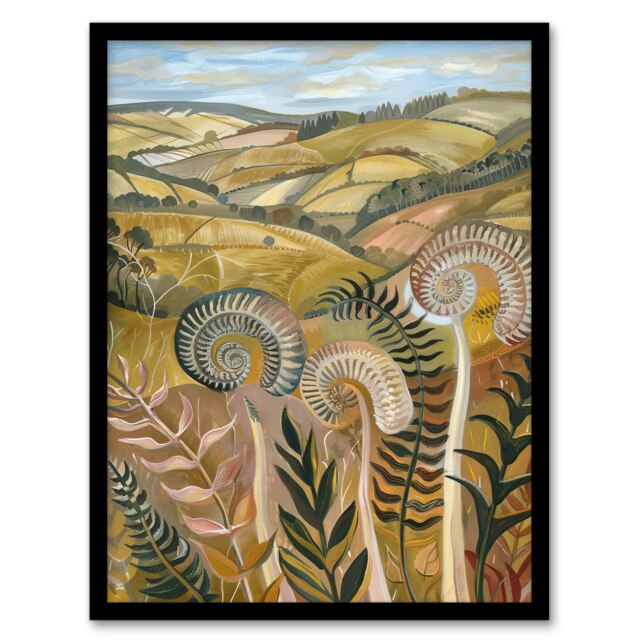Cleveland Way Yorkshire Hiking Floral Home Decor Black Framed Wall Art Print A4
