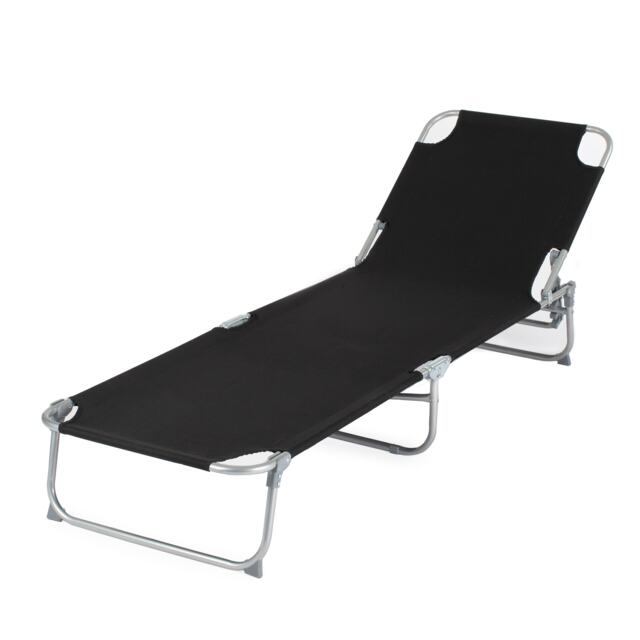 Folding Sun Lounger Black