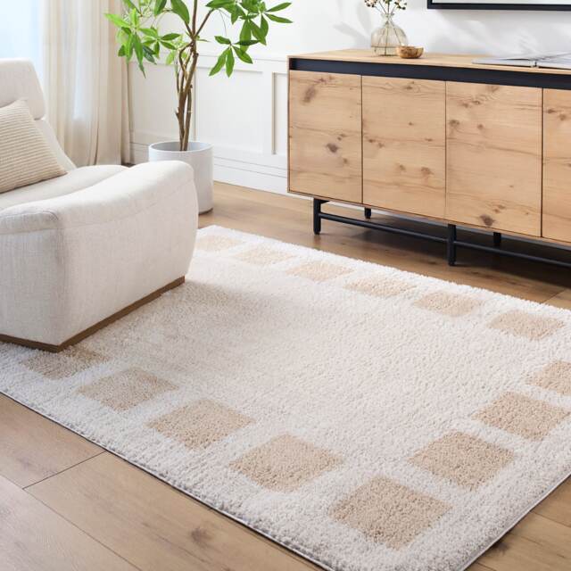LIVABLISS Fossay Shaggy-Washable Modern High Pile Rug 120 x 170 cm Beige