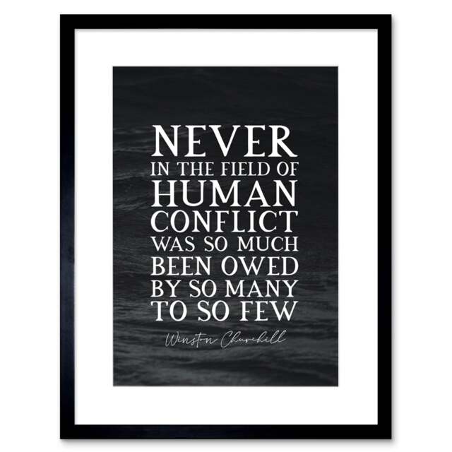 "Slate Quote Winston Churchill Human Conflict 9x7"" Black Framed Wall Art Print"