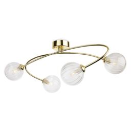 Atom 4 Light Flush Ceiling Fitting Brass with Clear Decorative Glass 4xG9