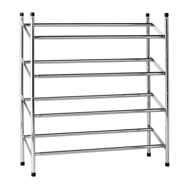 Extendable Chrome Frame 4 Tier Shoe Rack Silver