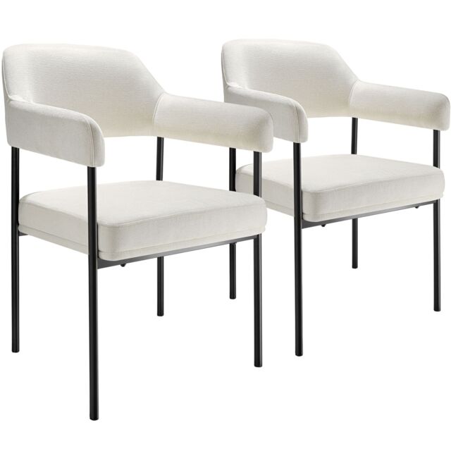 Armchair Doe - durable fabric, black powder-coated legs, 120 kg load, 58 x 62 x 85 cm White Woven fabric off-white/black 2