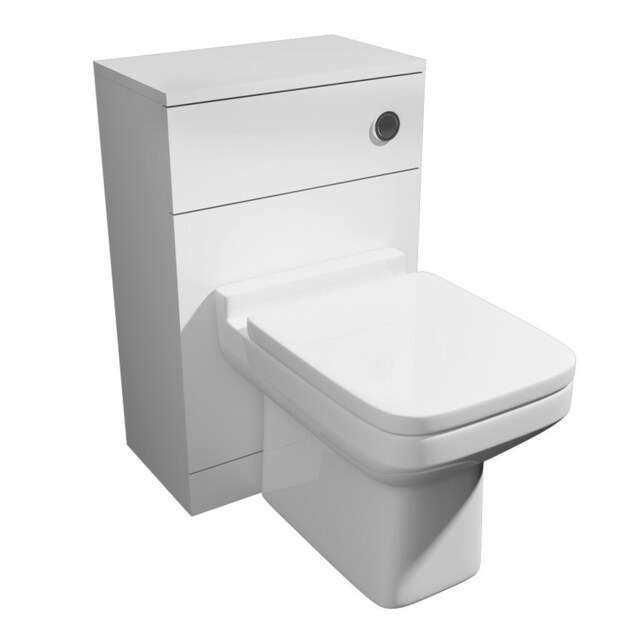Bathroom 500mm WC Unit Set - White - (Innocent Trim) Includes Squared Toilet Seat with Matching Pan White White 1