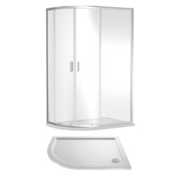 Balterley Left Hand Offset Quadrant Shower Suite with Safety Glass Enclosure & Tray Silver Chrome 2